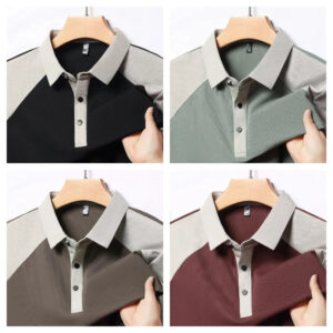 2025 New Men's Casual Fashion Splicing Short Sleeve Polo Shirt Korean Edition Summer T-shirt (Pack of 4)