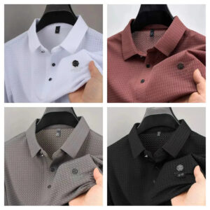 Men's Lop-up Hollow Short-sleeve Polo Shirt Breathable T-Shirt (Pack of 4)