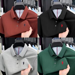 100% cotton men's short sleeve polo T-shirt