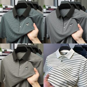 Summer Fashion Men's Striped Printed Lapel Polo T-Shirt