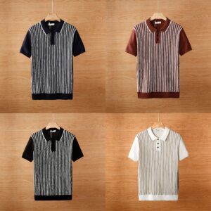 cool silk knitted sweater jacquard business polo T-shirt (Pack of 4)